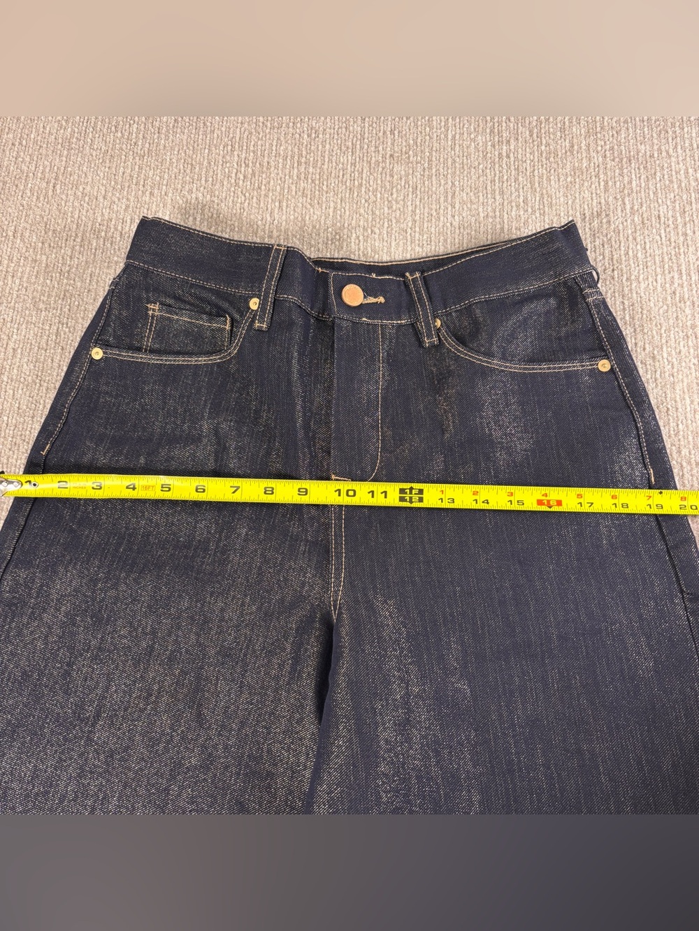 BlankNYC The Franklin Ribcage Wide Leg Gold Shimmer‎ Jeans 28 NWT Dark Wash - Picture 10 of 10